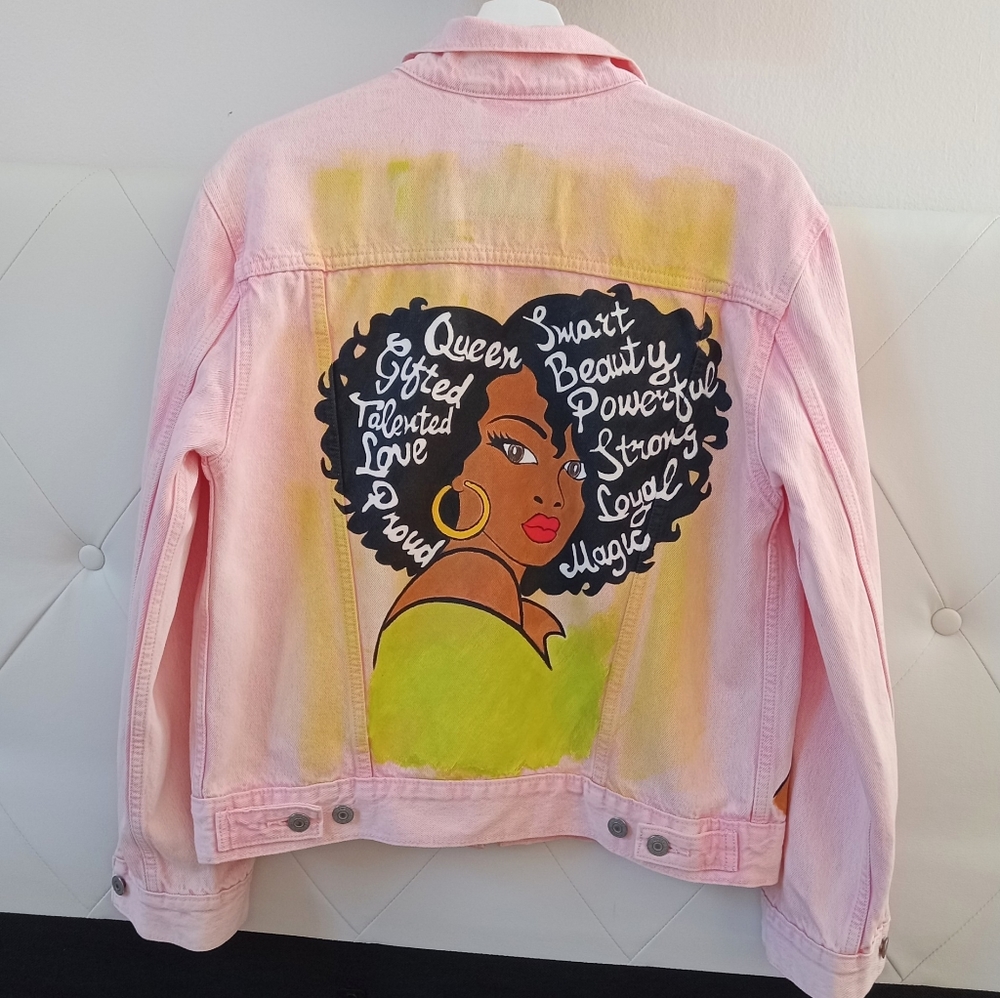 Denim Jacket Hand Painted Levis S Pink New